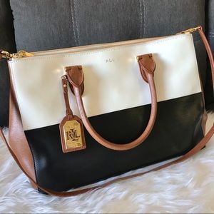 •RARE• Ralph Lauren Newbury Tri Color Satchel Bag